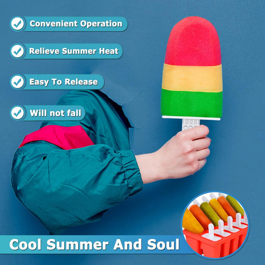 Silicone Popsicle Molds 12-cavity, DIY Ice Pop Mold for Kids Adult Teens, Ice Cream Molds for Party Yogurt Juice Smoothies Sticks
