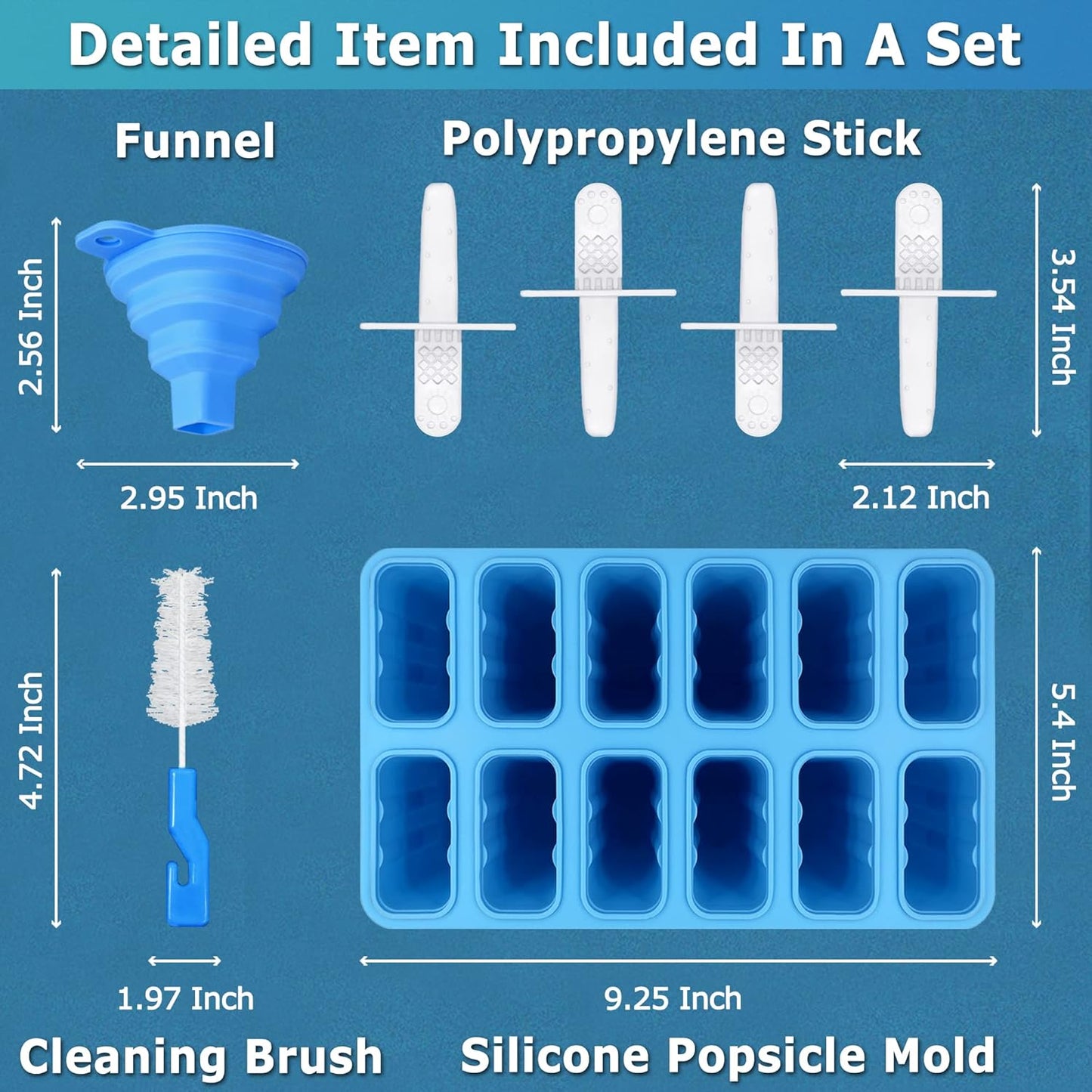 Silicone Popsicle Molds 12-cavity, DIY Ice Pop Mold for Kids Adult Teens, Ice Cream Molds for Party Yogurt Juice Smoothies Sticks