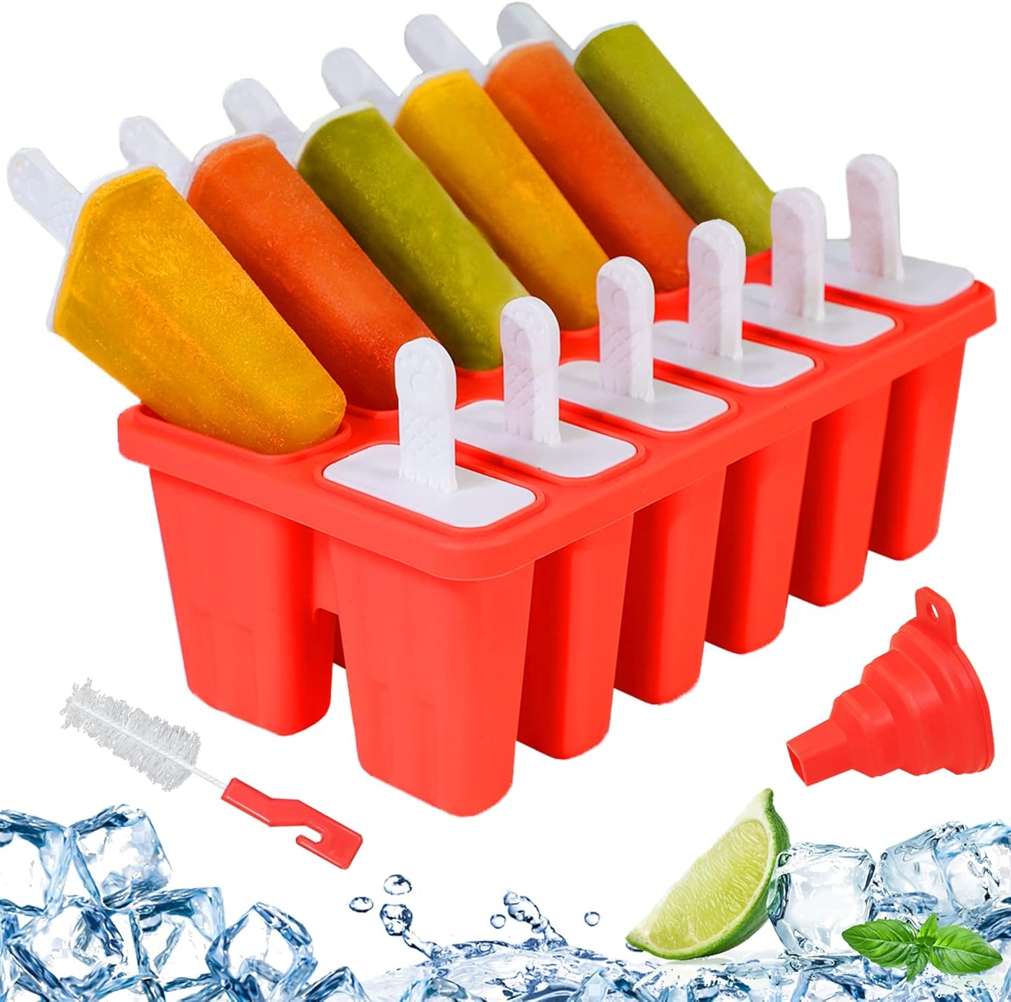 Silicone Popsicle Molds 12-cavity, DIY Ice Pop Mold for Kids Adult Teens, Ice Cream Molds for Party Yogurt Juice Smoothies Sticks