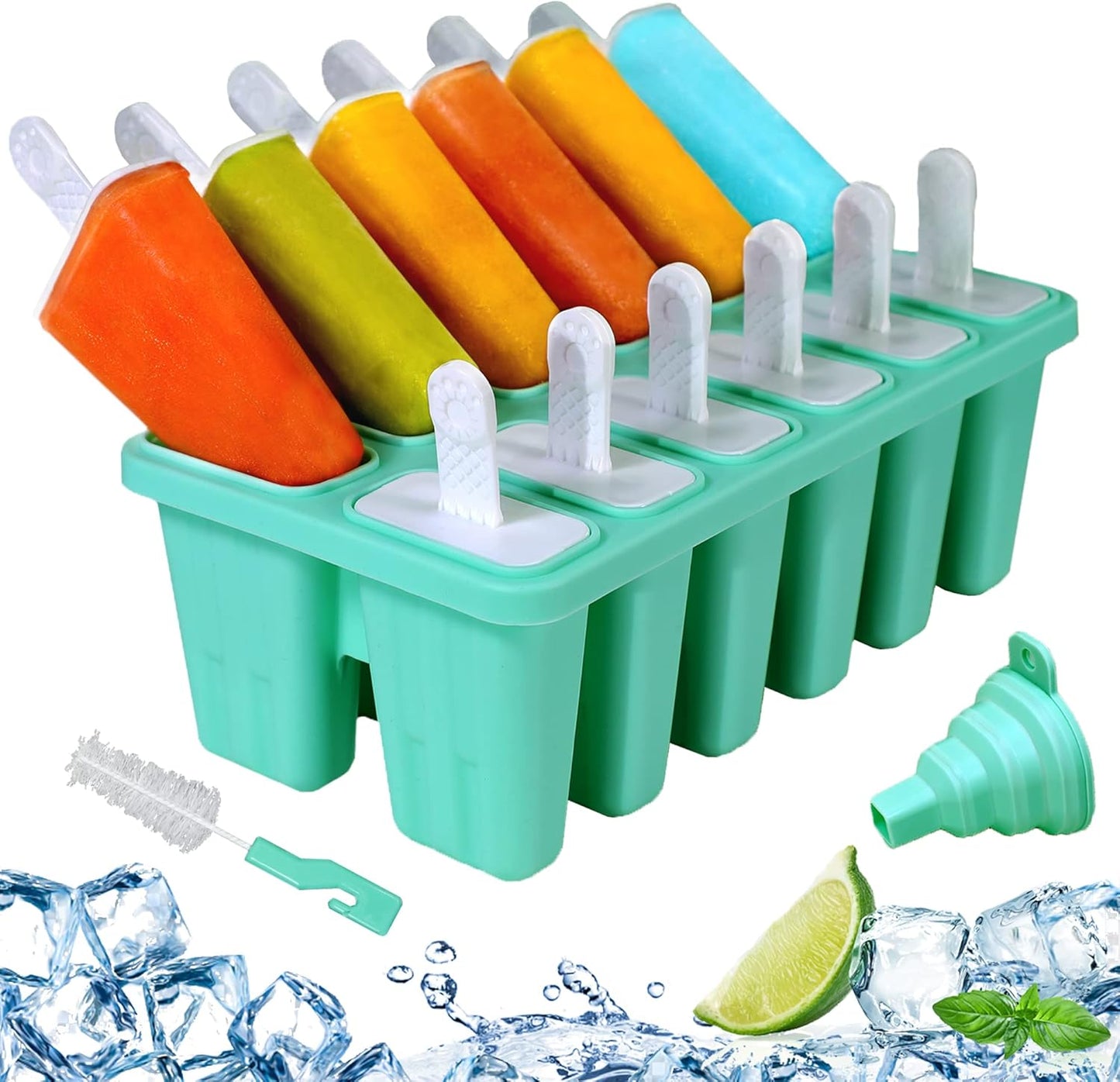 Silicone Popsicle Molds 12-cavity, DIY Ice Pop Mold for Kids Adult Teens, Ice Cream Molds for Party Yogurt Juice Smoothies Sticks