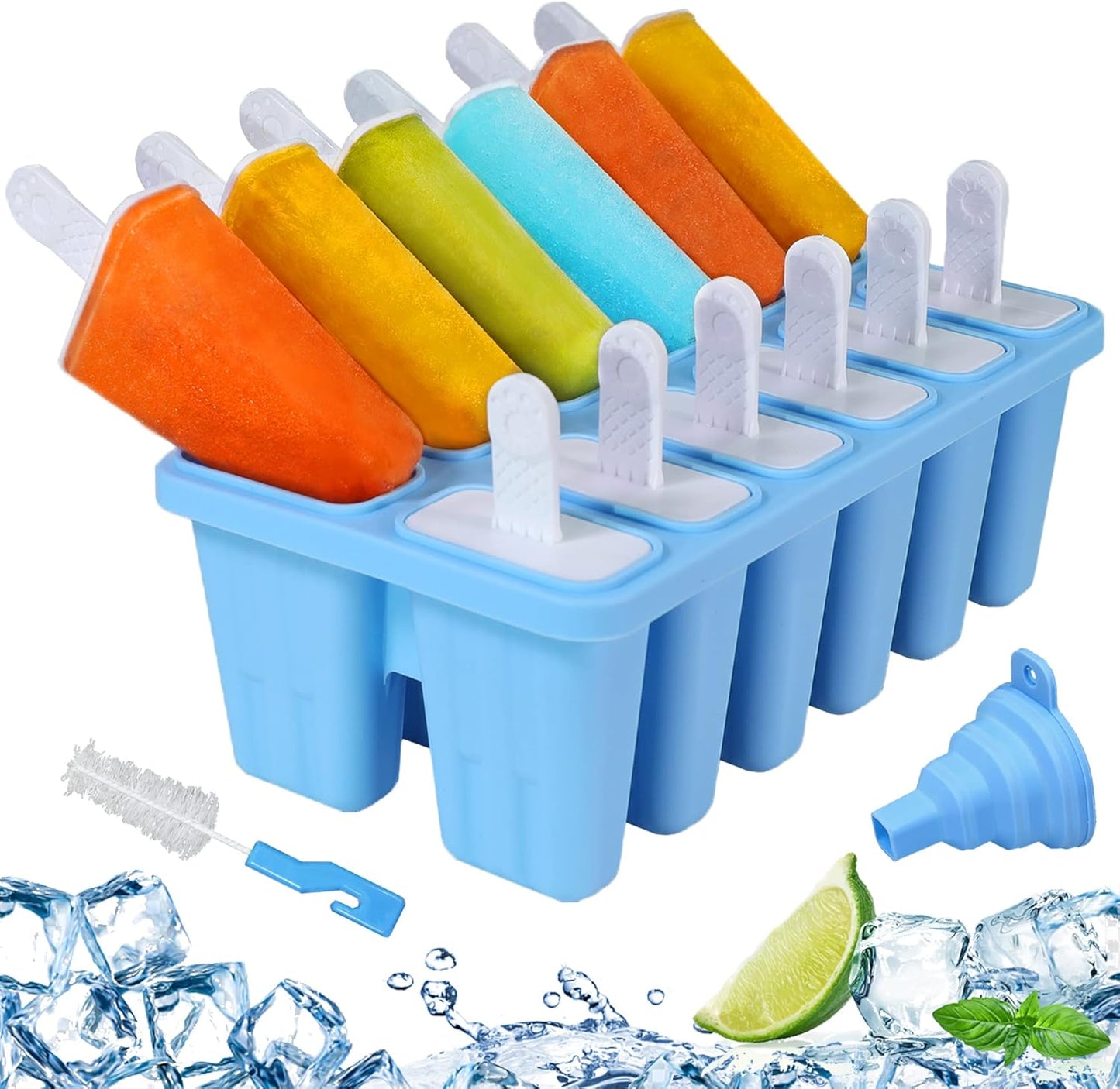 Silicone Popsicle Molds 12-cavity, DIY Ice Pop Mold for Kids Adult Teens, Ice Cream Molds for Party Yogurt Juice Smoothies Sticks