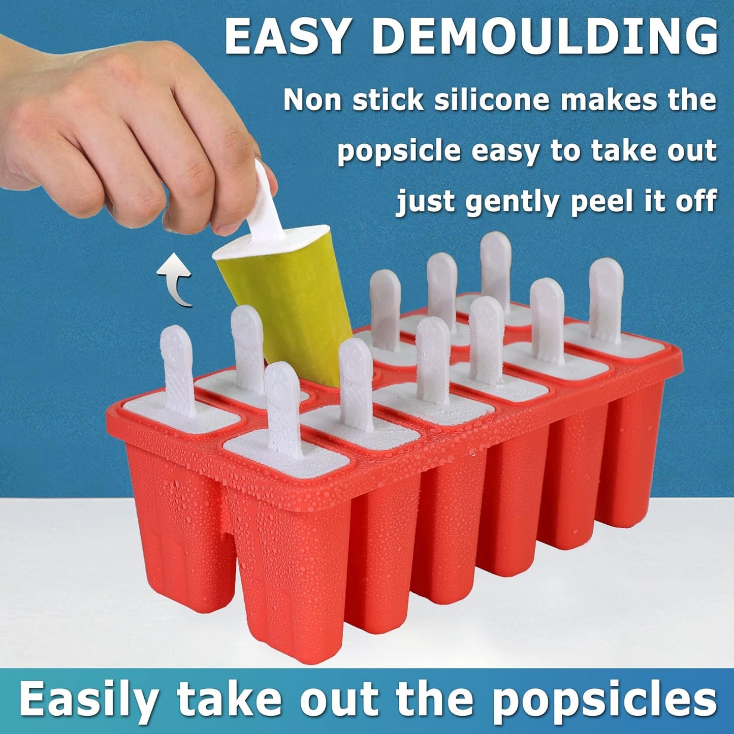 Silicone Popsicle Molds 12-cavity, DIY Ice Pop Mold for Kids Adult Teens, Ice Cream Molds for Party Yogurt Juice Smoothies Sticks