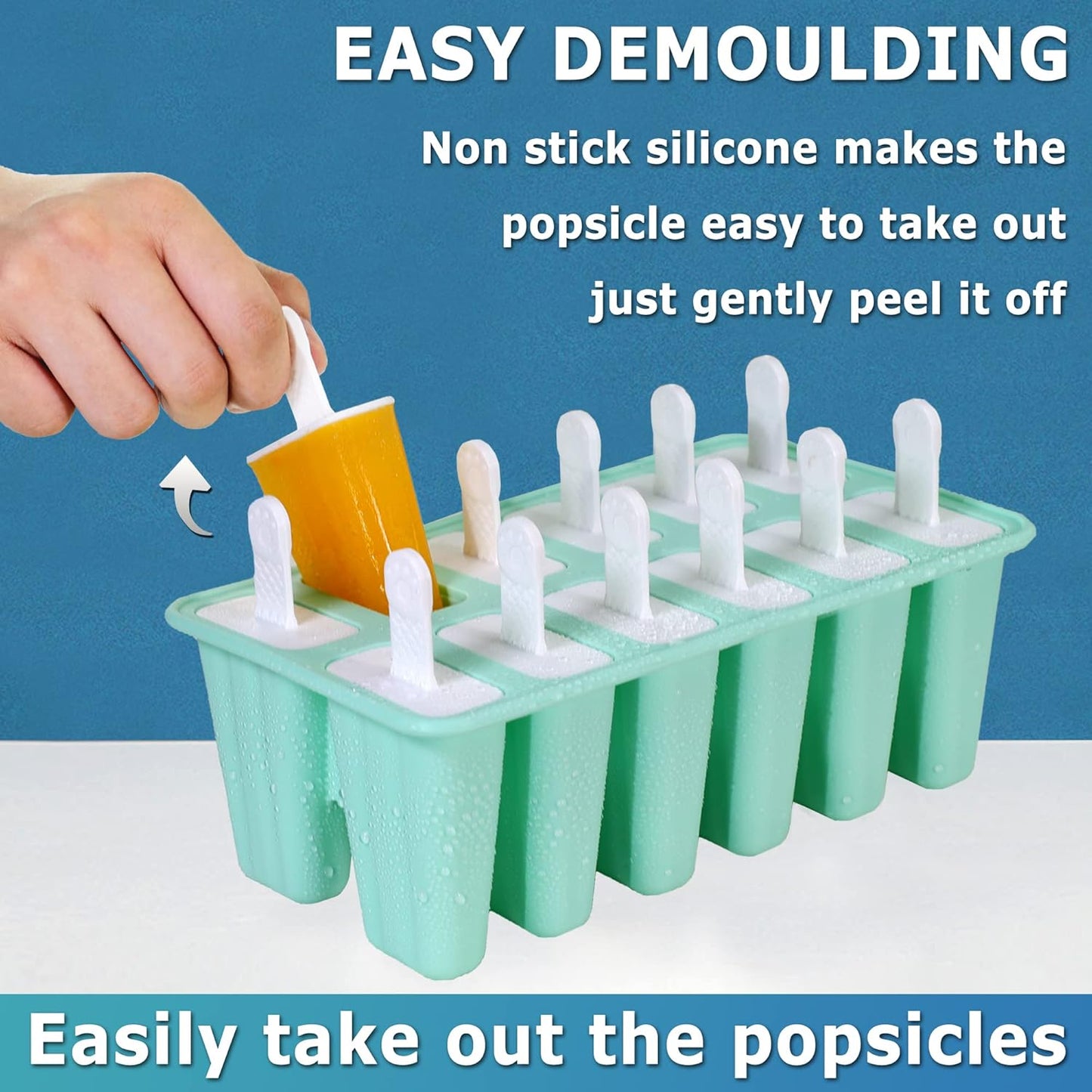 Silicone Popsicle Molds 12-cavity, DIY Ice Pop Mold for Kids Adult Teens, Ice Cream Molds for Party Yogurt Juice Smoothies Sticks