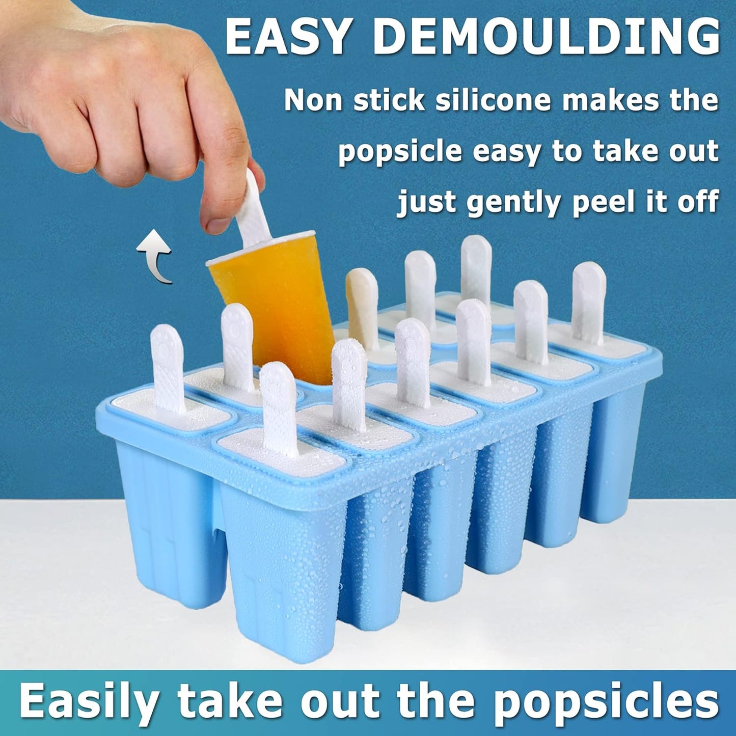Silicone Popsicle Molds 12-cavity, DIY Ice Pop Mold for Kids Adult Teens, Ice Cream Molds for Party Yogurt Juice Smoothies Sticks