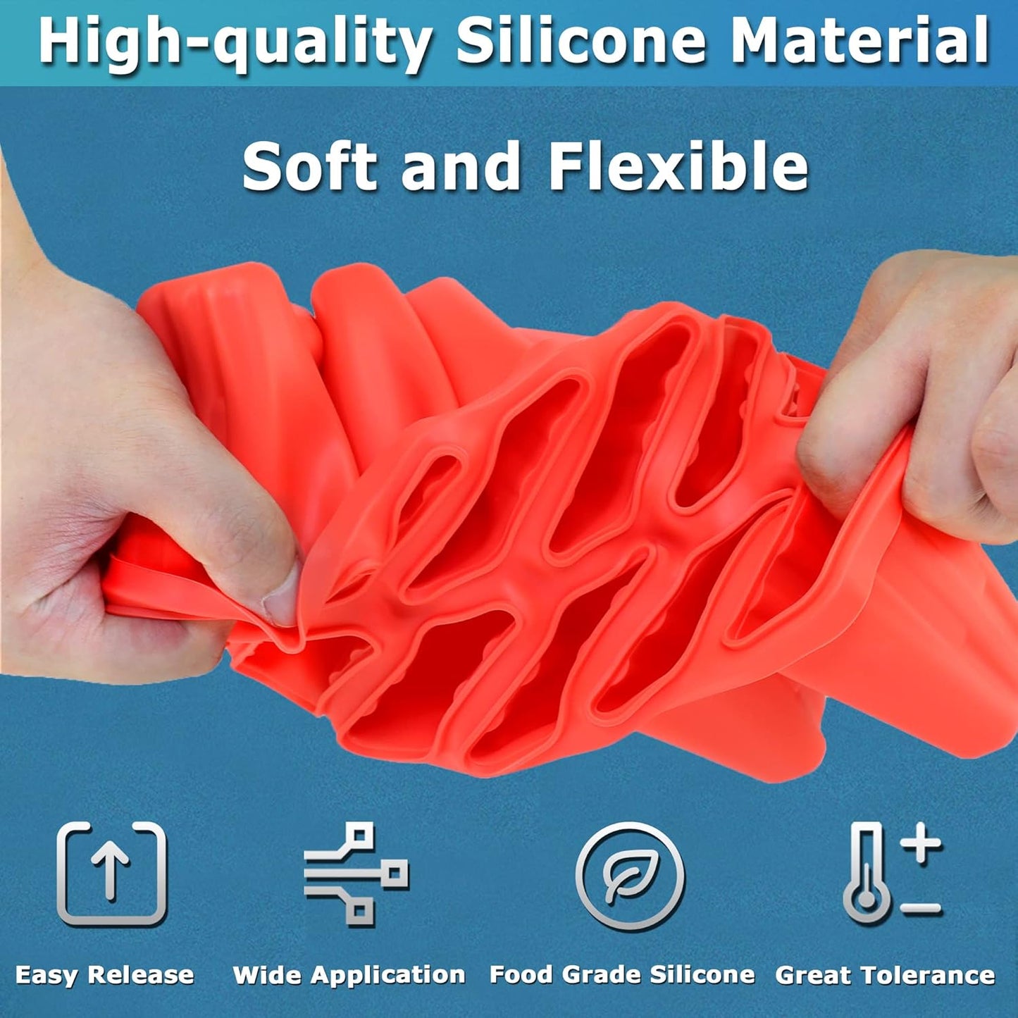 Silicone Popsicle Molds 12-cavity, DIY Ice Pop Mold for Kids Adult Teens, Ice Cream Molds for Party Yogurt Juice Smoothies Sticks
